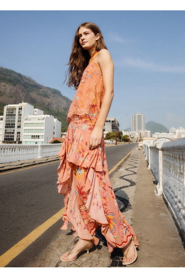 FARM RIO FALDA BOHO MOCHA