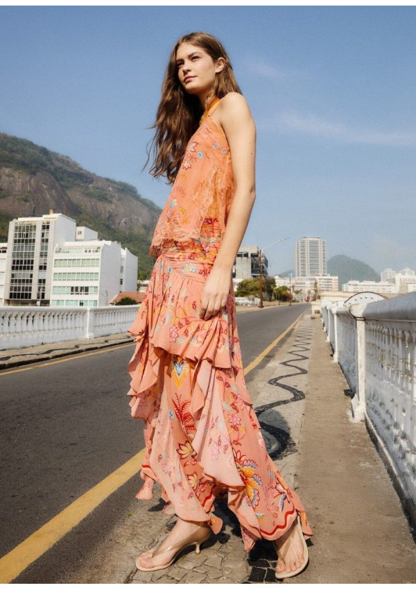 FARM RIO FALDA BOHO MOCHA