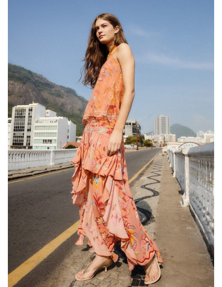 FARM RIO FALDA BOHO MOCHA