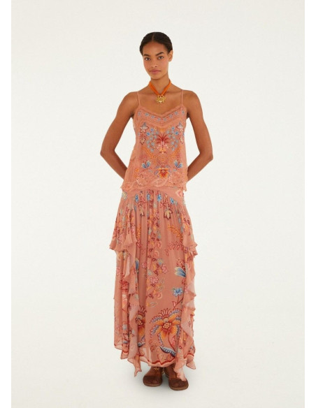 FARM RIO FALDA BOHO MOCHA