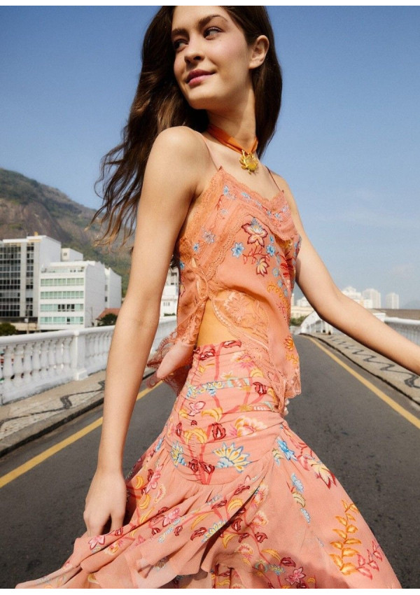 FARM RIO TOP BOHO TIRANTES MOCHA