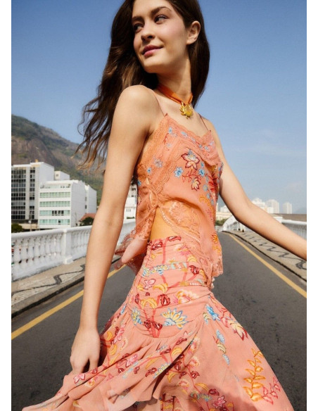 FARM RIO TOP BOHO TIRANTES MOCHA