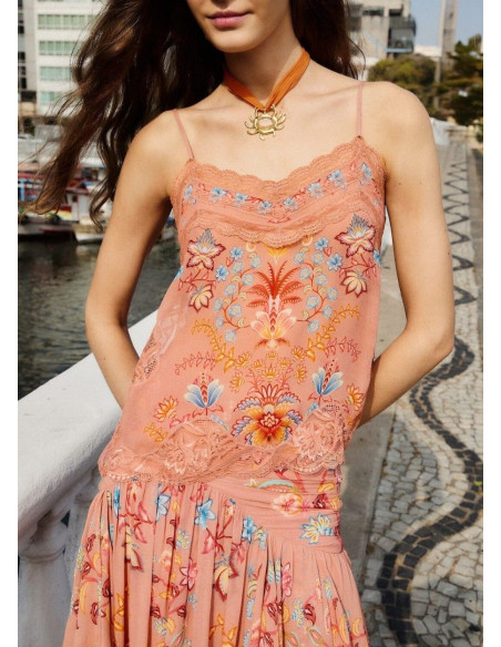 FARM RIO TOP BOHO TIRANTES MOCHA