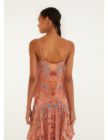 FARM RIO TOP BOHO TIRANTES MOCHA