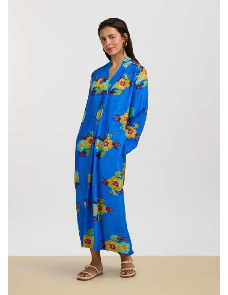 LISA CORTI RADHA CAFTAN SILK BLUE