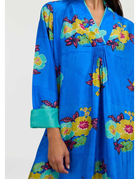 LISA CORTI RADHA CAFTAN SILK BLUE