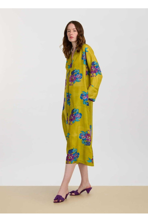 LISA CORTI RADHA CAFTAN SILK GREEN