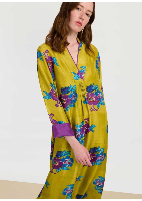 LISA CORTI RADHA CAFTAN SILK GREEN