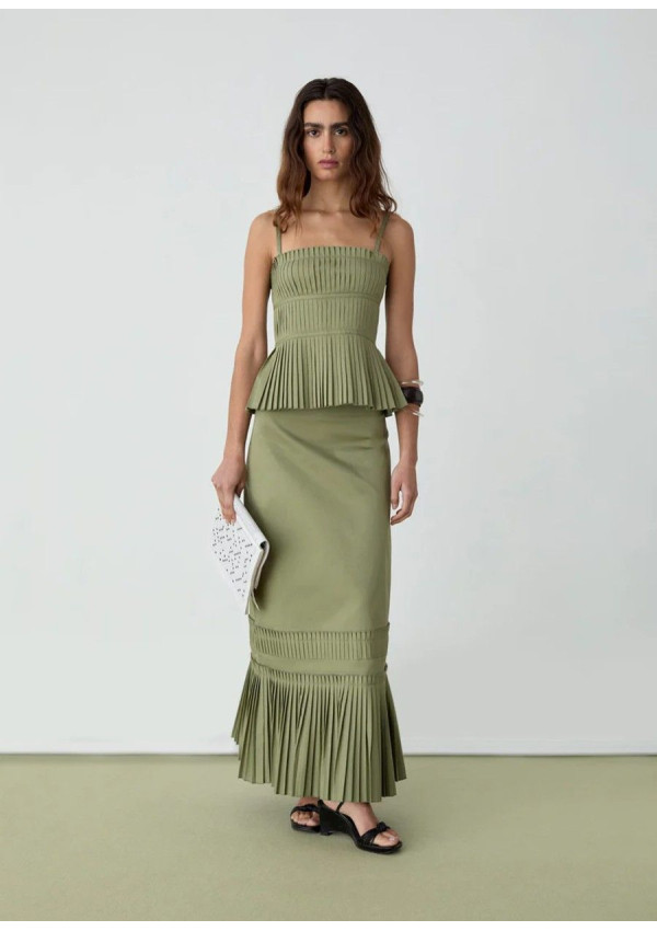 LAAGAM LEAH KHAKI FALDA MIDI