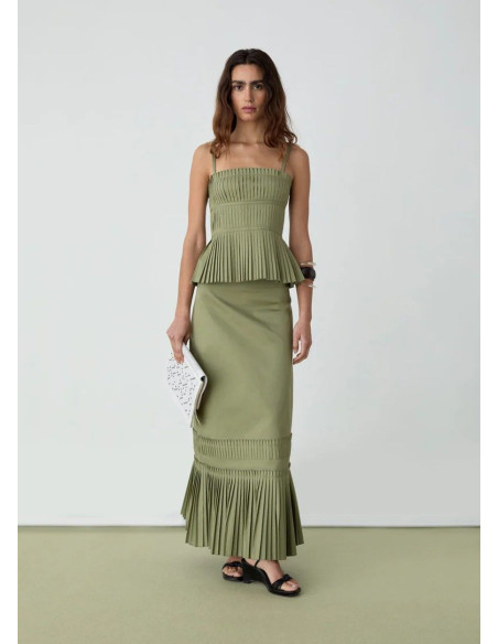 LAAGAM LEAH KHAKI FALDA MIDI