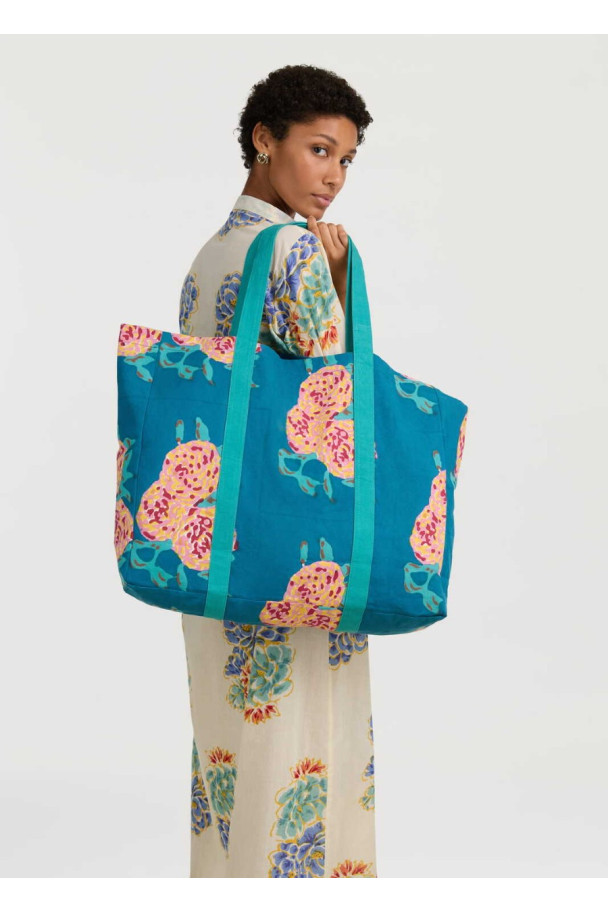 LISA CORTI SHOPPING BAG CANVAS FLORES