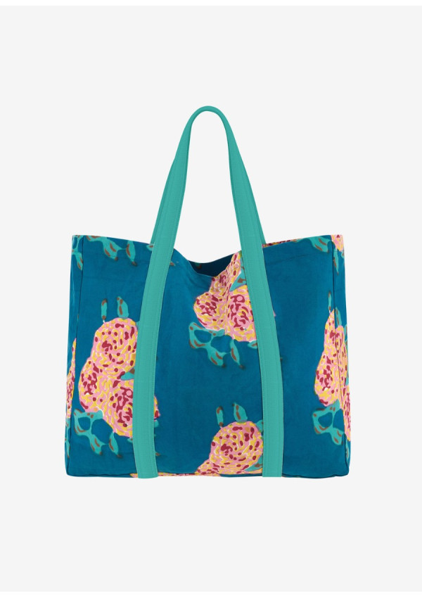 LISA CORTI SHOPPING BAG CANVAS FLORES
