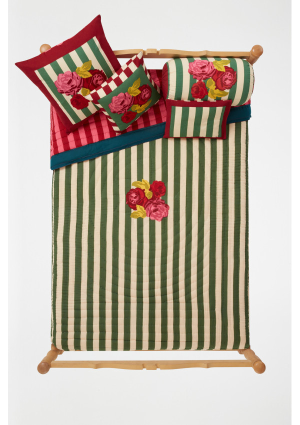 LISA CORTI EDREDON CUBRECAMAS NIZAM STRIPES GREEN