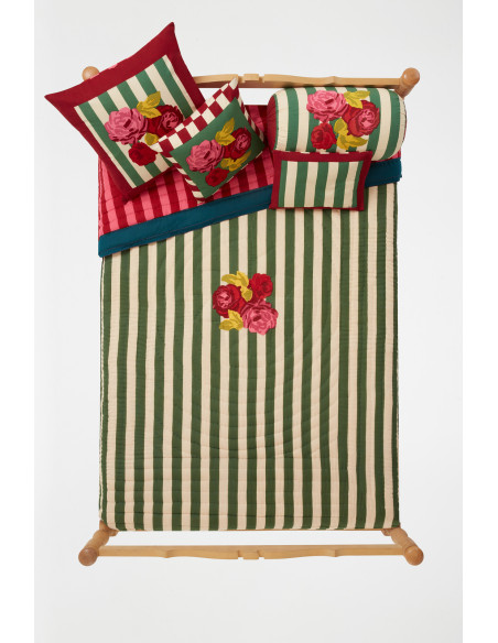 LISA CORTI EDREDON CUBRECAMAS NIZAM STRIPES GREEN