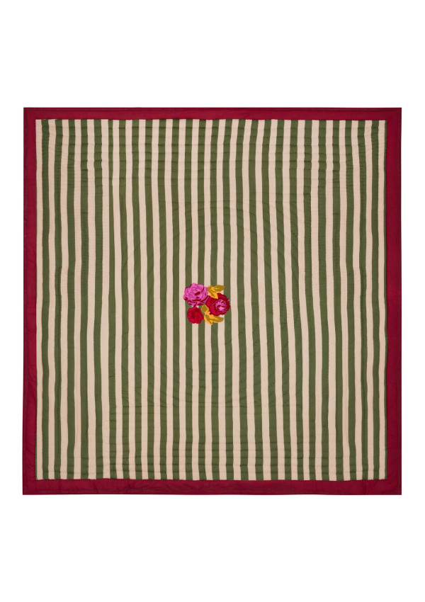 LISA CORTI EDREDON CUBRECAMAS NIZAM STRIPES GREEN