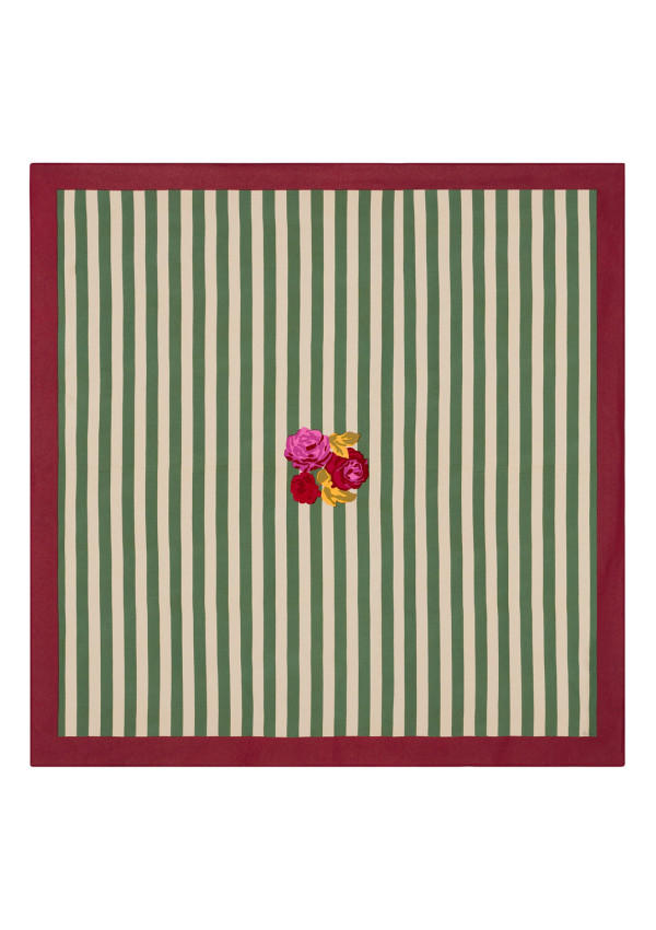LISA CORTI MANTEL TABLECOTH STRIPES GREEN 220X220 CM.