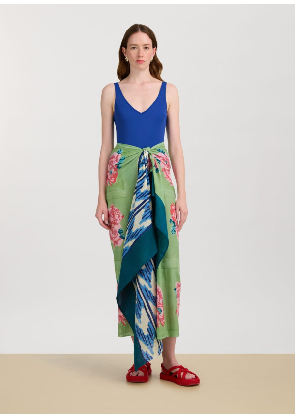 LISA CORTI SARONG  NINA ROSE MINT GREEN 110X180