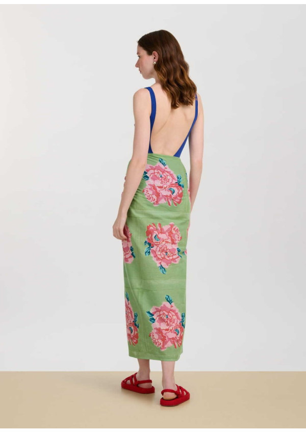 LISA CORTI SARONG  NINA ROSE MINT GREEN 110X180