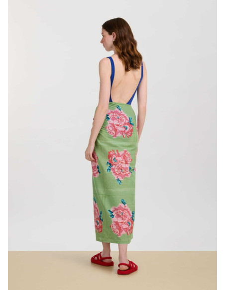 LISA CORTI SARONG  NINA ROSE MINT GREEN 110X180