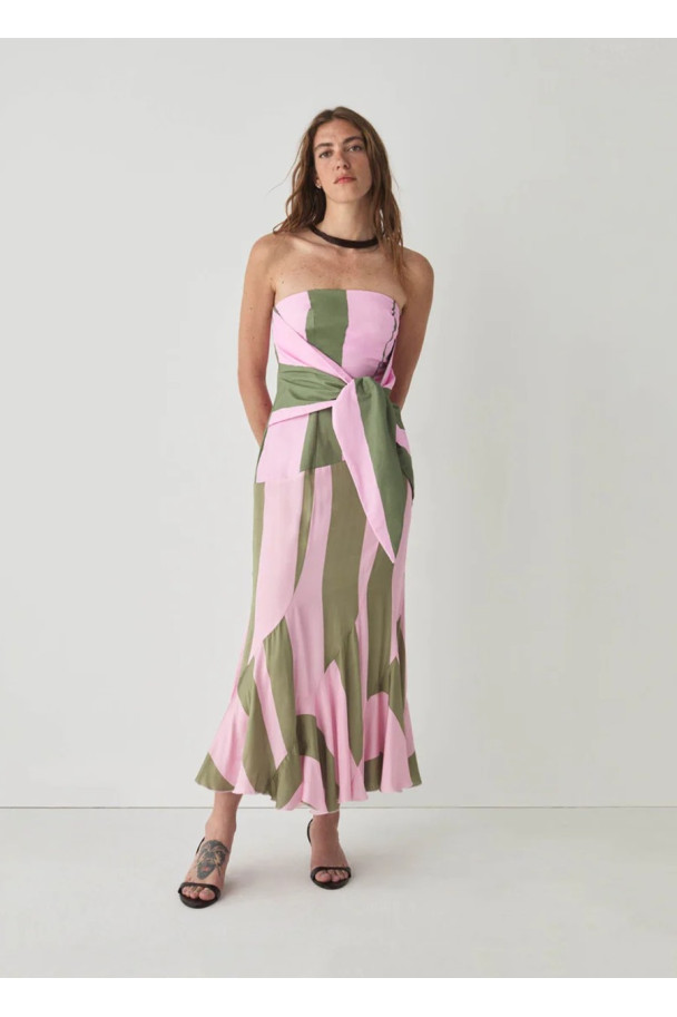 LAAGAM VESTIDO ARIA PINK STRIPED