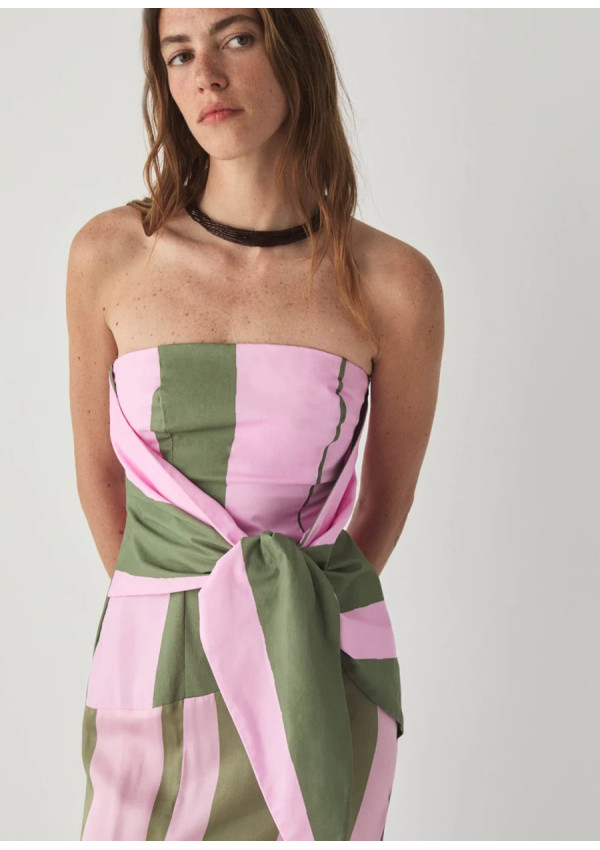 LAAGAM VESTIDO ARIA PINK STRIPED