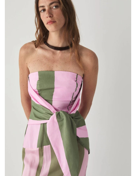 LAAGAM VESTIDO ARIA PINK STRIPED