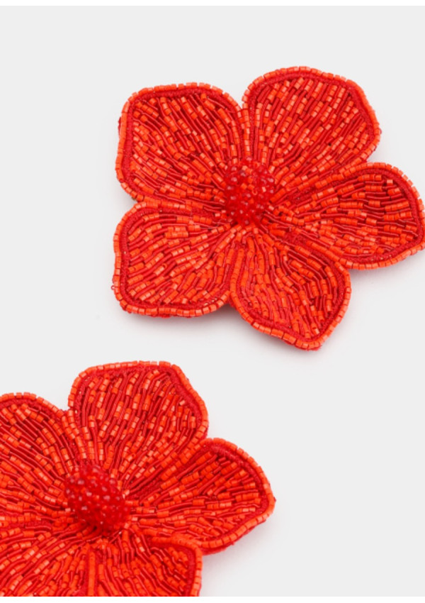 OLIVIA DAR FLOWER EARRINGS RED