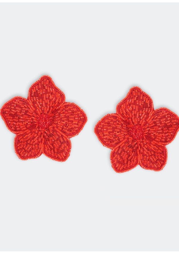 OLIVIA DAR FLOWER EARRINGS RED