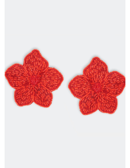OLIVIA DAR FLOWER EARRINGS RED