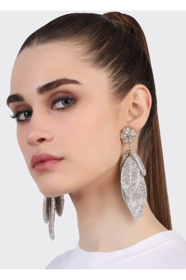 OLIVIA DAR LEAF EARRINGS SILVER