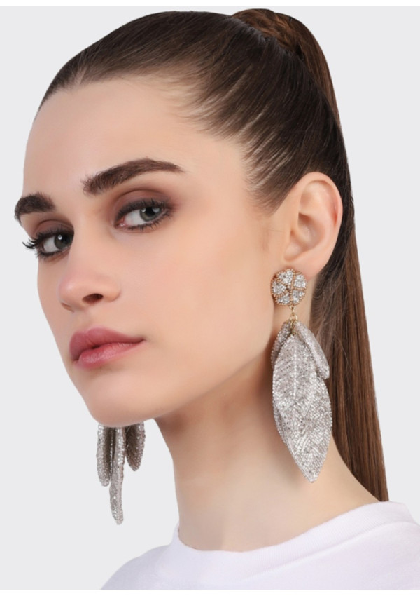 OLIVIA DAR LEAF EARRINGS SILVER