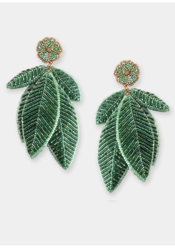 OLIVIA DAR LEAF EARRINGS GREEN