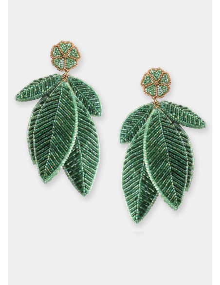 OLIVIA DAR LEAF EARRINGS GREEN