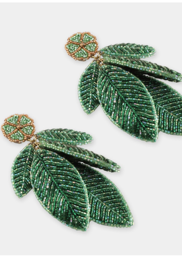 OLIVIA DAR LEAF EARRINGS GREEN