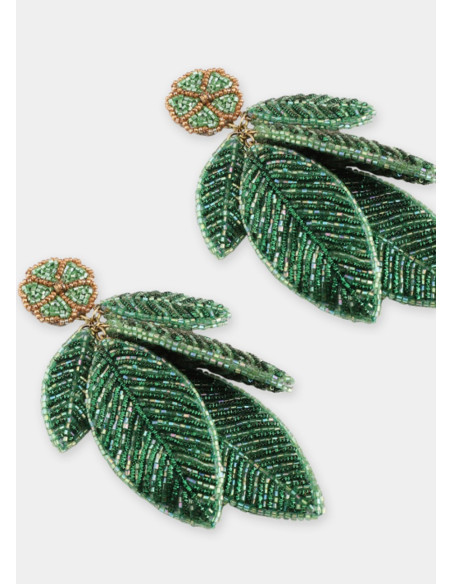 OLIVIA DAR LEAF EARRINGS GREEN