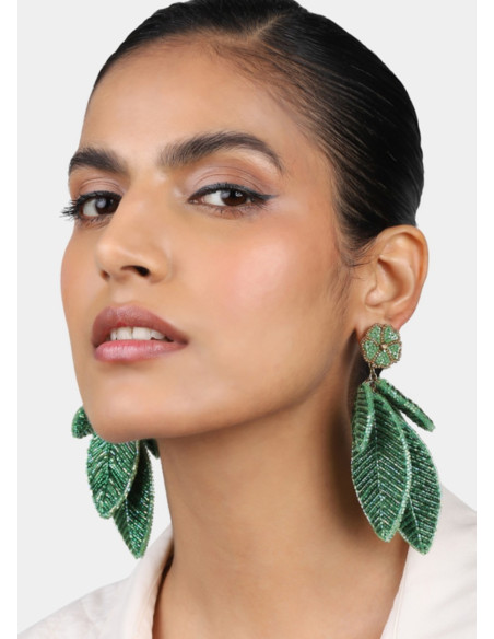 OLIVIA DAR LEAF EARRINGS GREEN