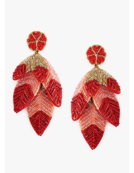 OLIVIA DAR LEAF EARRINGS MULTI CORAL