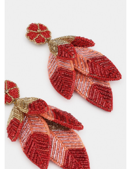 OLIVIA DAR LEAF EARRINGS MULTI CORAL