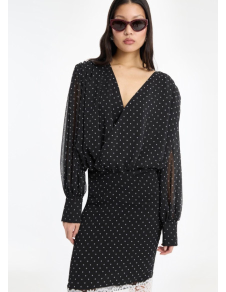 ROTATE BLUSA LS RUCHED