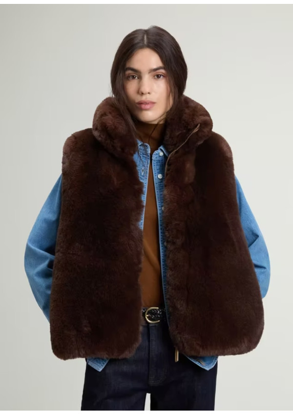 WOOLRICH CHALECO HYBRID CURLY DARK EARTH