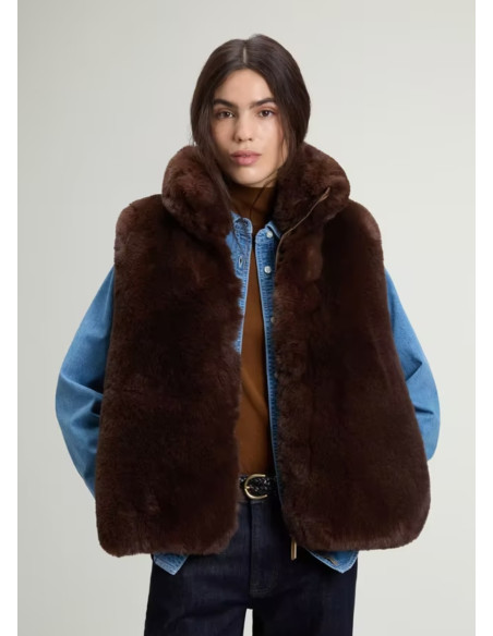 WOOLRICH CHALECO HYBRID CURLY DARK EARTH