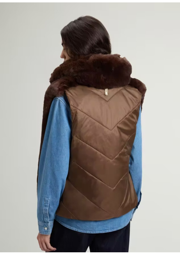 WOOLRICH CHALECO HYBRID CURLY DARK EARTH