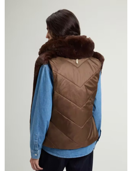 WOOLRICH CHALECO HYBRID CURLY DARK EARTH