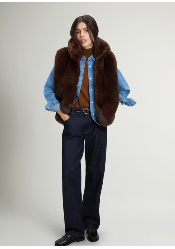 WOOLRICH CHALECO HYBRID CURLY DARK EARTH