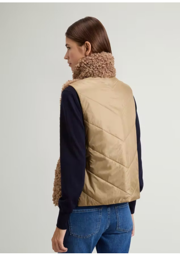 WOOLRICH CHALECO HYBRID CURLY GOLD KHAKI