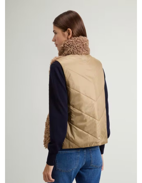 WOOLRICH CHALECO HYBRID CURLY GOLD KHAKI