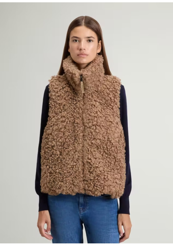 WOOLRICH CHALECO HYBRID CURLY GOLD KHAKI