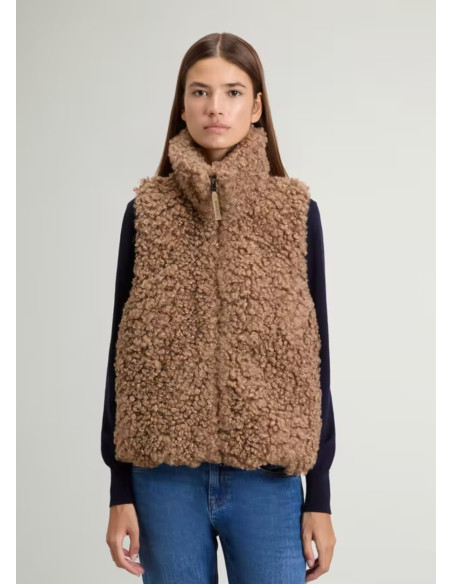 WOOLRICH CHALECO HYBRID CURLY GOLD KHAKI