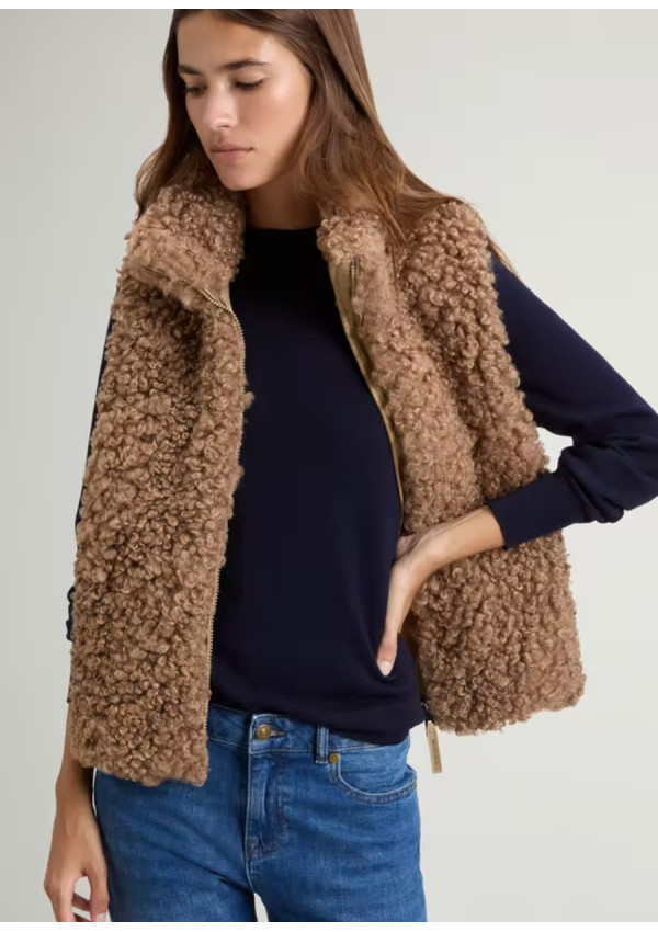 WOOLRICH CHALECO HYBRID CURLY GOLD KHAKI