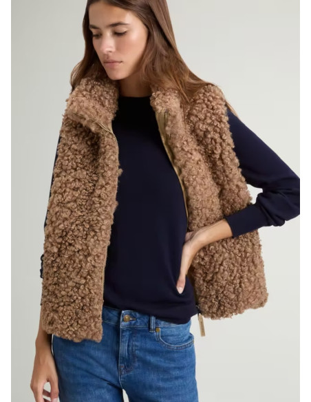 WOOLRICH CHALECO HYBRID CURLY GOLD KHAKI